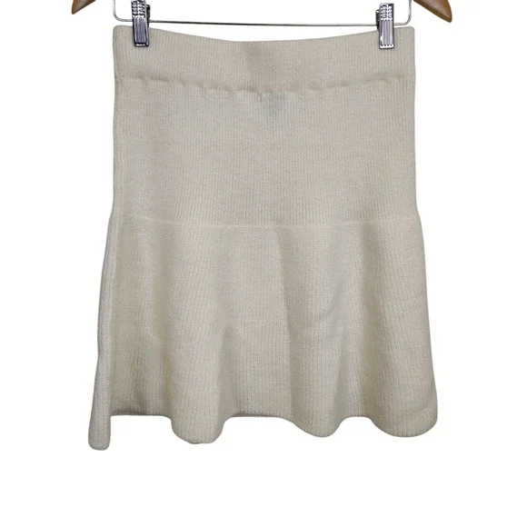 Mable Skirt Womens Large Cream Rib Knit Flare Soft Stretch Fall Preppy - Picture 7 of 13
